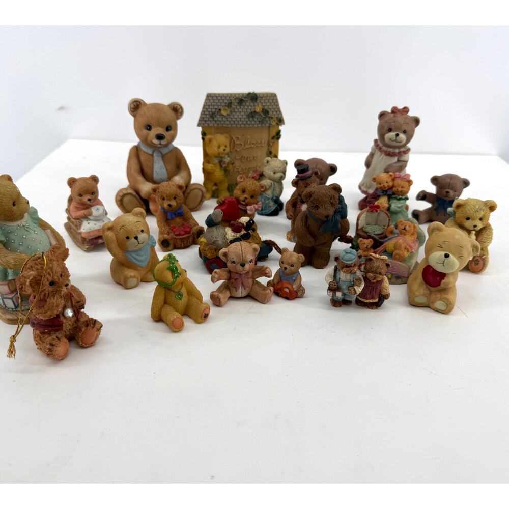 Teddy Bear Figurine Lot 20 Mixed Miniatures 1990s Collectible Cherished Teddies